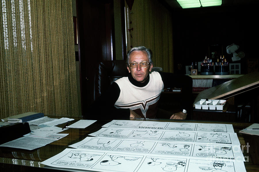 Cartoonist Charles Schulz Working By Bettmann