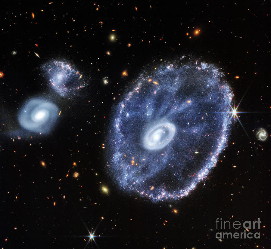 Cartwheel Galaxy And Companion Galaxies Photograph by Nasa/science Photo Library