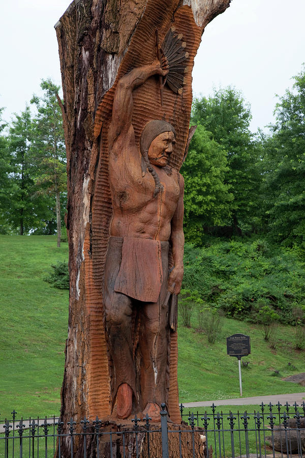 Carved Indian in Spring Park, Tuscumbia, Alabama Painting by Carol Highsmith