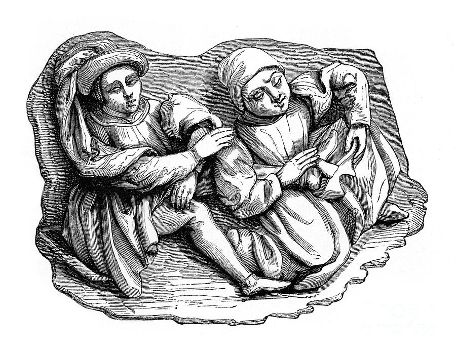 Carved Wood Relief, 15th Century, 1870 Drawing by Print Collector Carved Wood Relief, 15th Century, 1870 Drawing by Print Collector