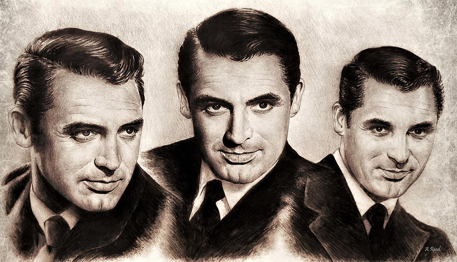 Cary Grant sepia  Drawing by Andrew Read