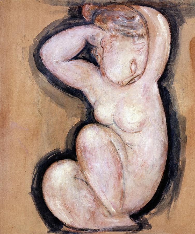 Caryatid - ca. 1913/14 - 60x54 cm - oil on cardboard. Painting by Amedeo Modigliani -1884-1920-