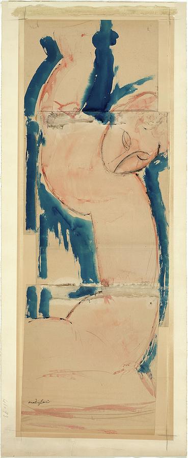 Amedeo Modigliani Painting - Caryatid; Rose And Blue by Amedeo Modigliani