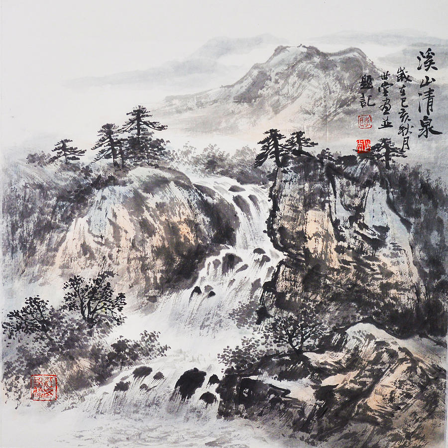 Cascade Painting by Shitang Li - Fine Art America