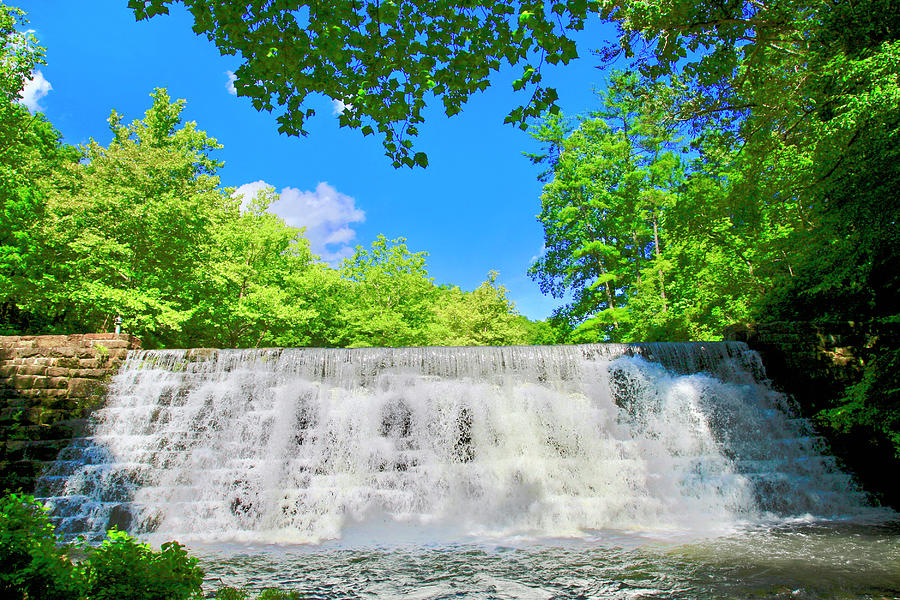 Cascading Waterfalls Over Weir Dam Blue Ridge Parkway Virginia Photograph by The James Roney Collection