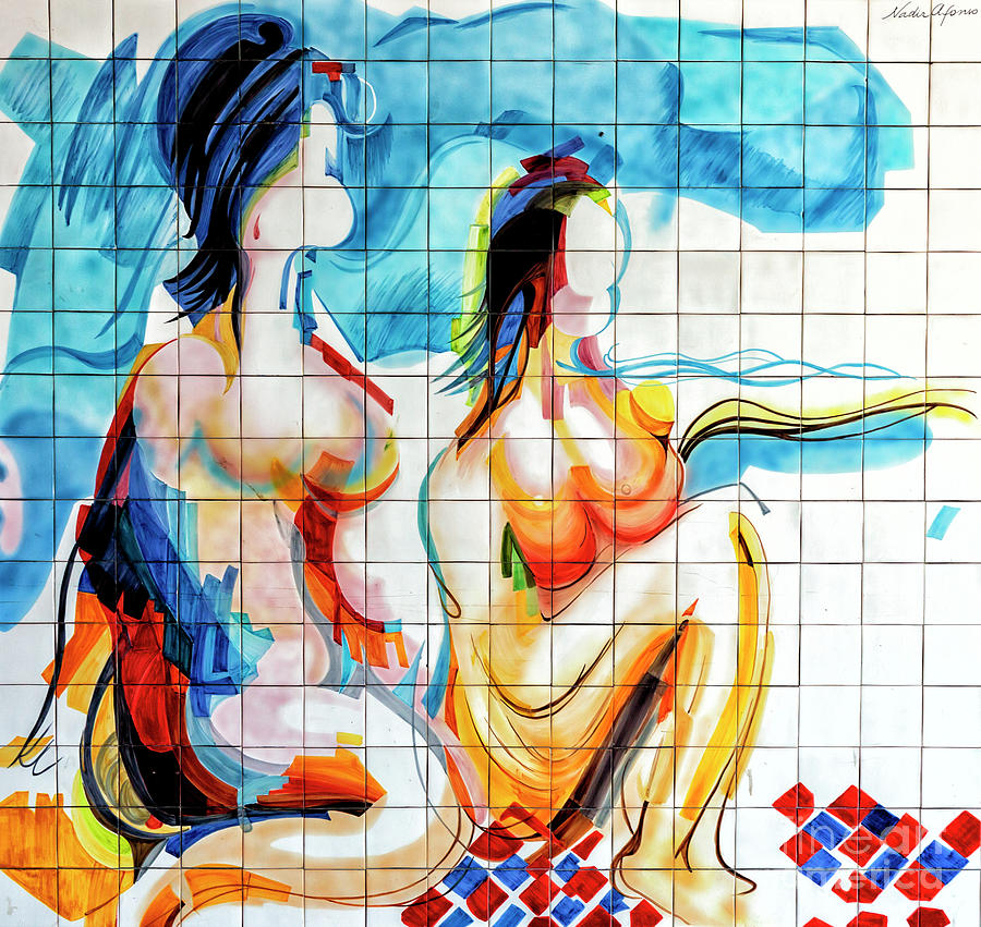 Cascais Abstract Tile Art Number Five by John Rizzuto Cascais Abstract Tile Art Number Five by John Rizzuto