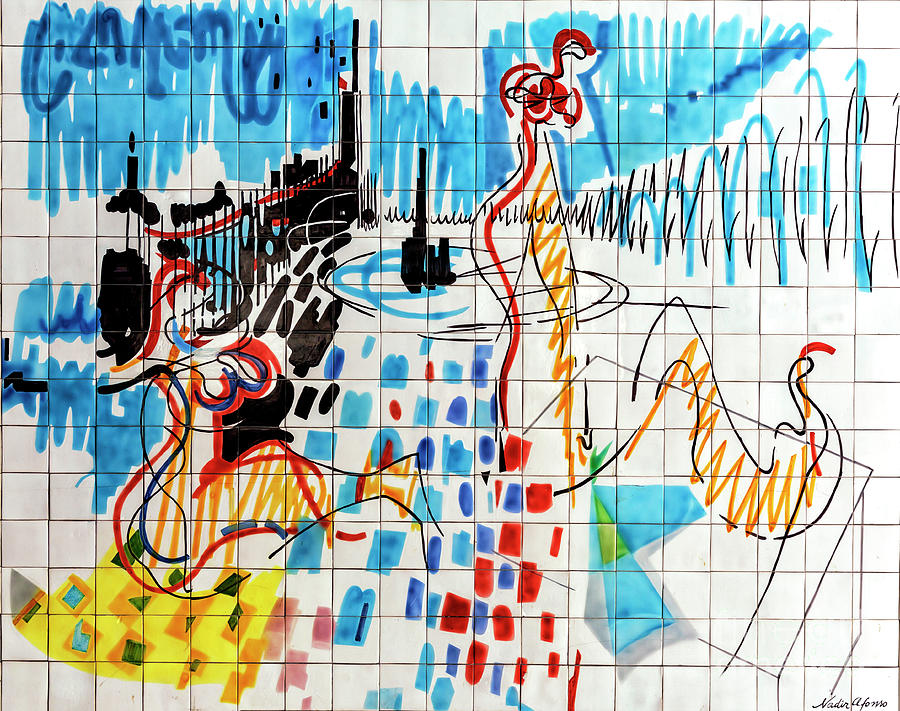 Cascais Abstract Tile Art Number One by John Rizzuto Cascais Abstract Tile Art Number One by John Rizzuto