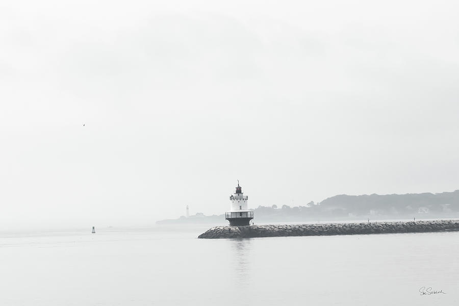 Black And White Photograph - Casco Bay Lighthouse II by Sue Schlabach