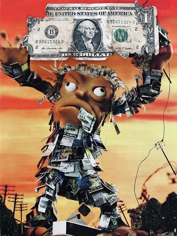 Cash or Credit ? Chasing the Almighty Dollar Mixed Media by Douglas Fromm