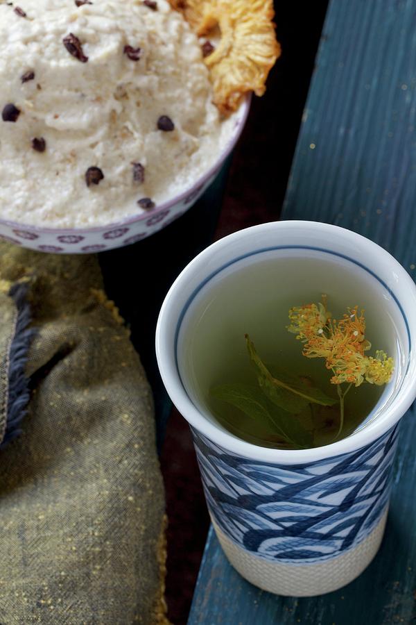 Cashew Nut Dip With Pineapple Crisps And Herbal Tea Photograph by Chaudron Pastel