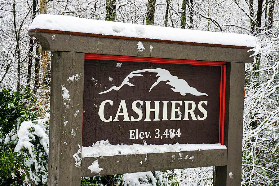 Cashiers Nc Welcome Sign In The Snow Photograph