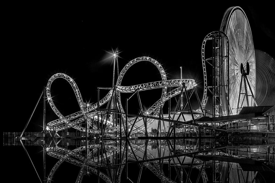 Casino Pier and Hydrus BW Photograph by Susan Candelario