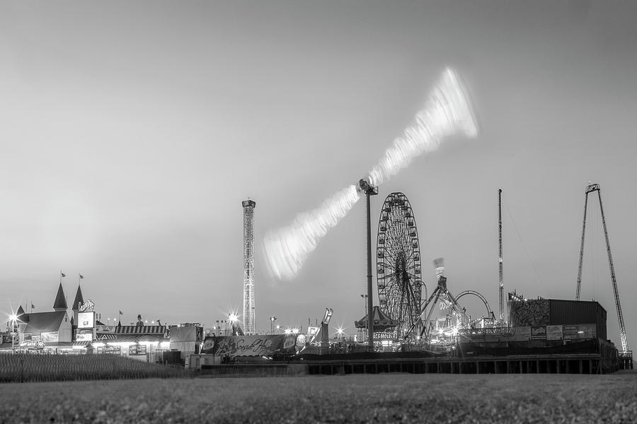 Casino Pier Seaside Heights Sunset BW Photograph by Susan Candelario
