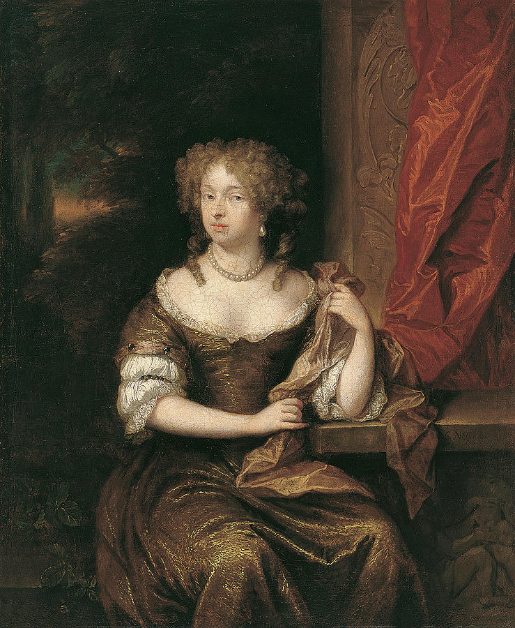 Caspar Netscher -Heidelberg -?-, 1639-The Hague, 1684-. Portrait of a Lady -1676-. Oil on canvas.... Painting by Caspar Netscher -1639-1684-