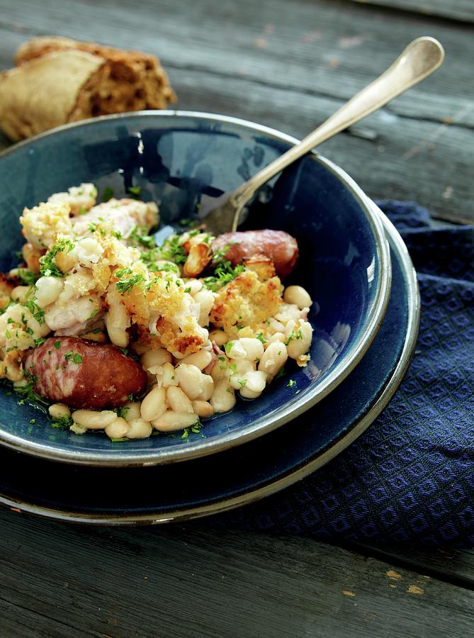Cassoulet With Sausage And Parsley Photograph by Martin Dyrlv