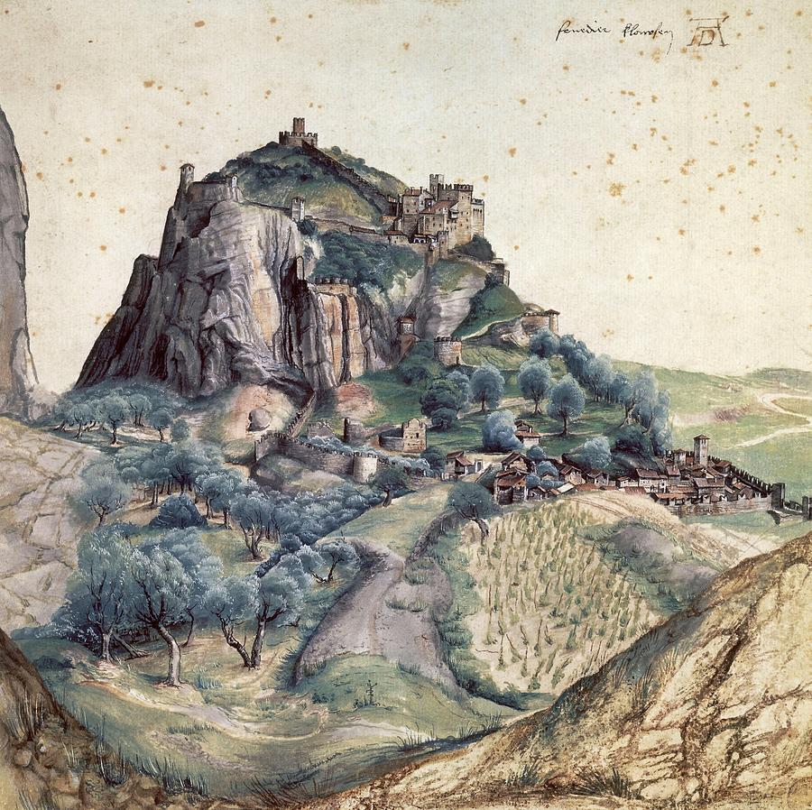 Albrecht Durer Painting - Castle and Town of Arco, 1495, Watercolour on paper, 22,3 x 22,3 cm. by Albrecht Durer -1471-1528-