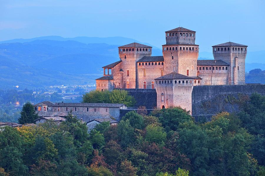 Castle At Dusk, Italy Digital Art by Luigi Vaccarella