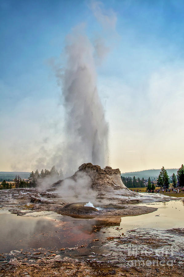 Yellowstone National Park Photograph - Castle geyser in Yellowstone by Delphimages Photo Creations