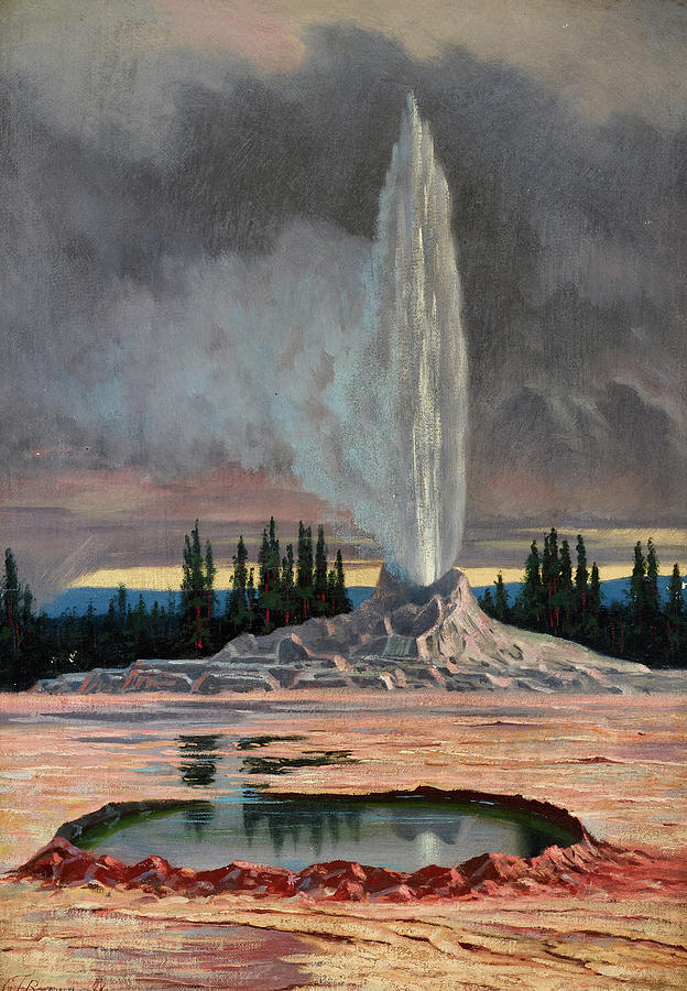 Brown Painting - Castle Geyser, Yellowstone Park, 1891 by Grafton Tyler Brown Brown Painting - Castle Geyser, Yellowstone Park, 1891 by Grafton Tyler Brown