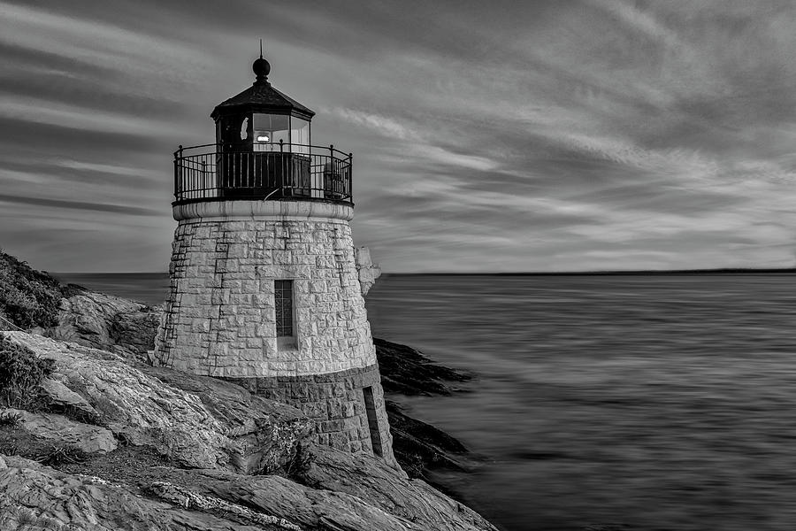 Castle Hill Lighthouse RI BW Photograph by Susan Candelario