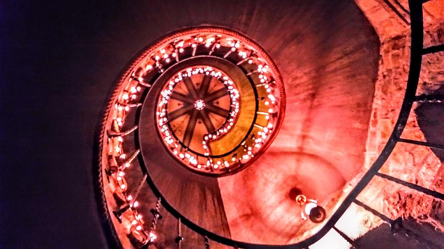 Castle Photograph - Castle Lit Winding Staircase by Lisa Bunsey
