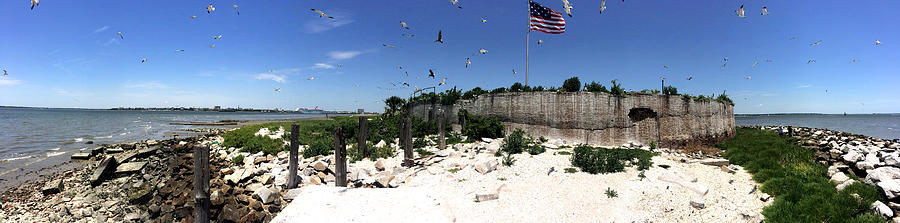 Flag Digital Art - Castle Pinckney Panorama, Charleston Harbor by Matt Richardson