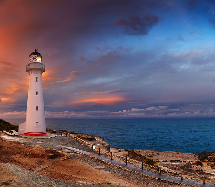 Landscape Photograph - Castle Point Lighthouse, Sunset by DPK-Photo