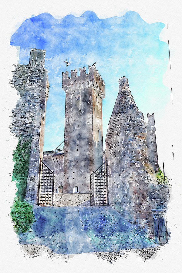 Castle #watercolor #sketch #castle #architecture Digital Art by Tinto Designs