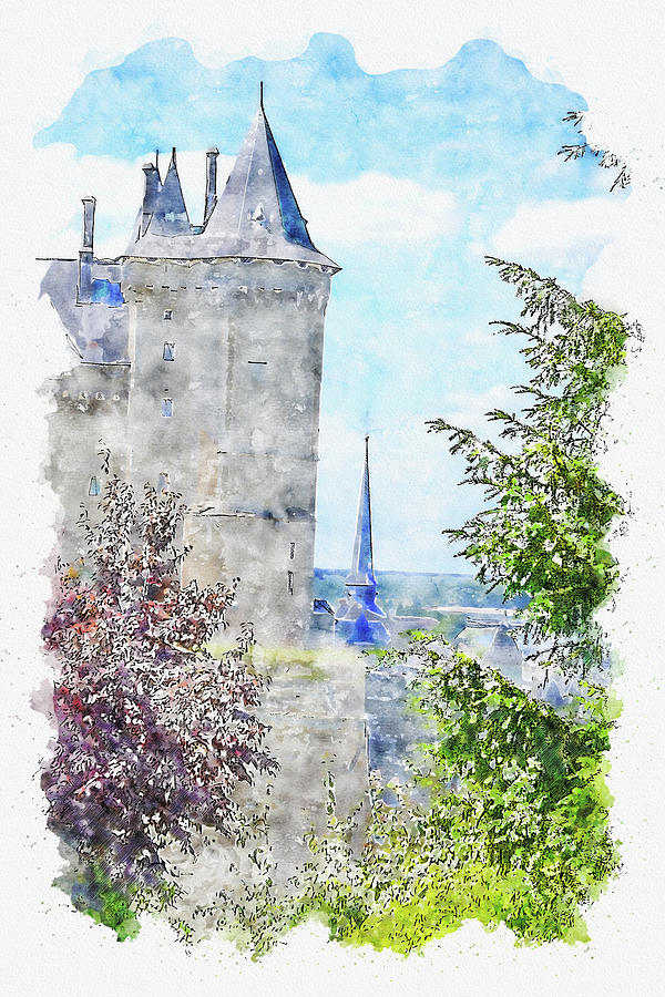 Castle #watercolor #sketch #castle #history Digital Art by TintoDesigns