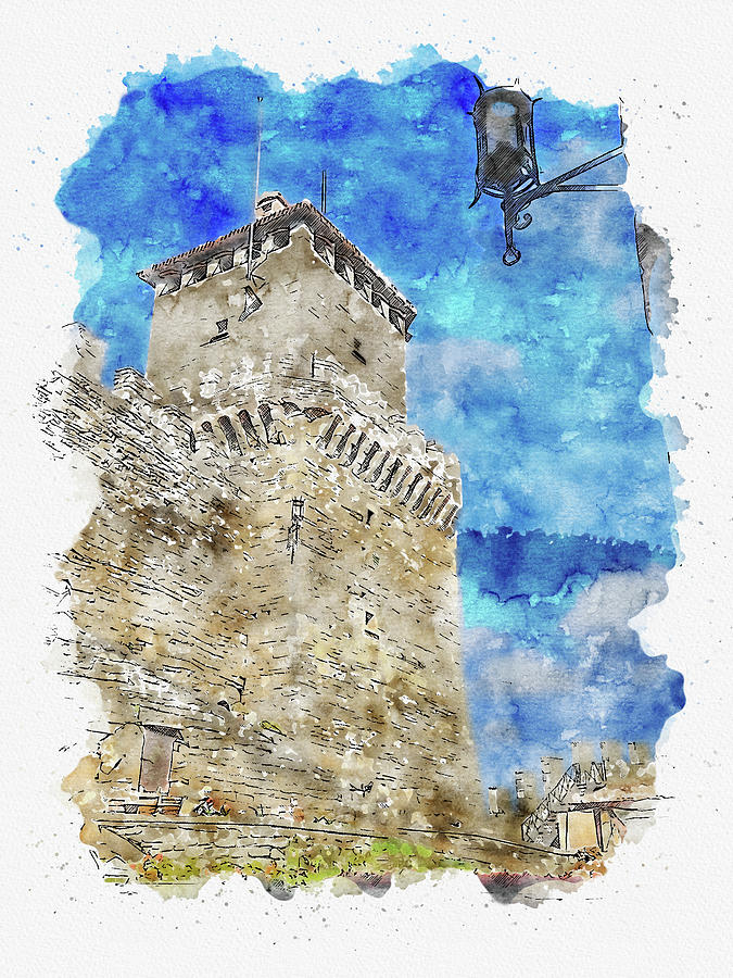 Castle #watercolor #sketch #castle #medieval Digital Art by TintoDesigns