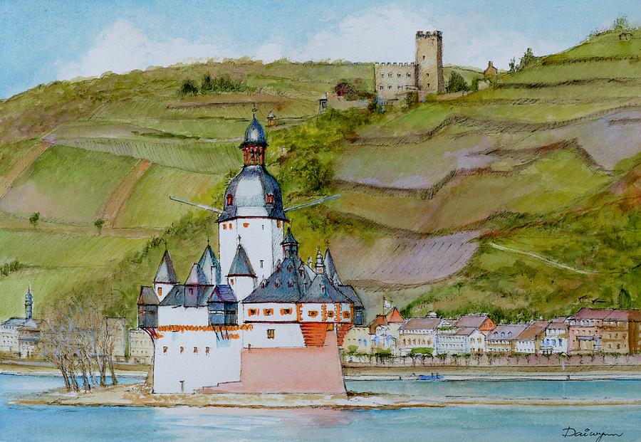 Castles on the Rhine River Painting by Dai Wynn