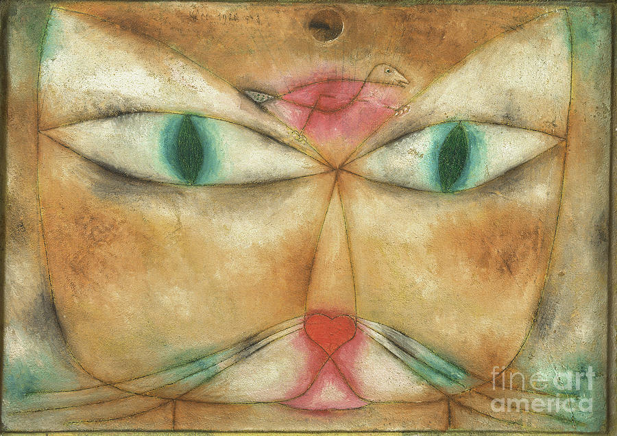 Cat And Bird. Artist Klee, Paul Drawing by Heritage Images