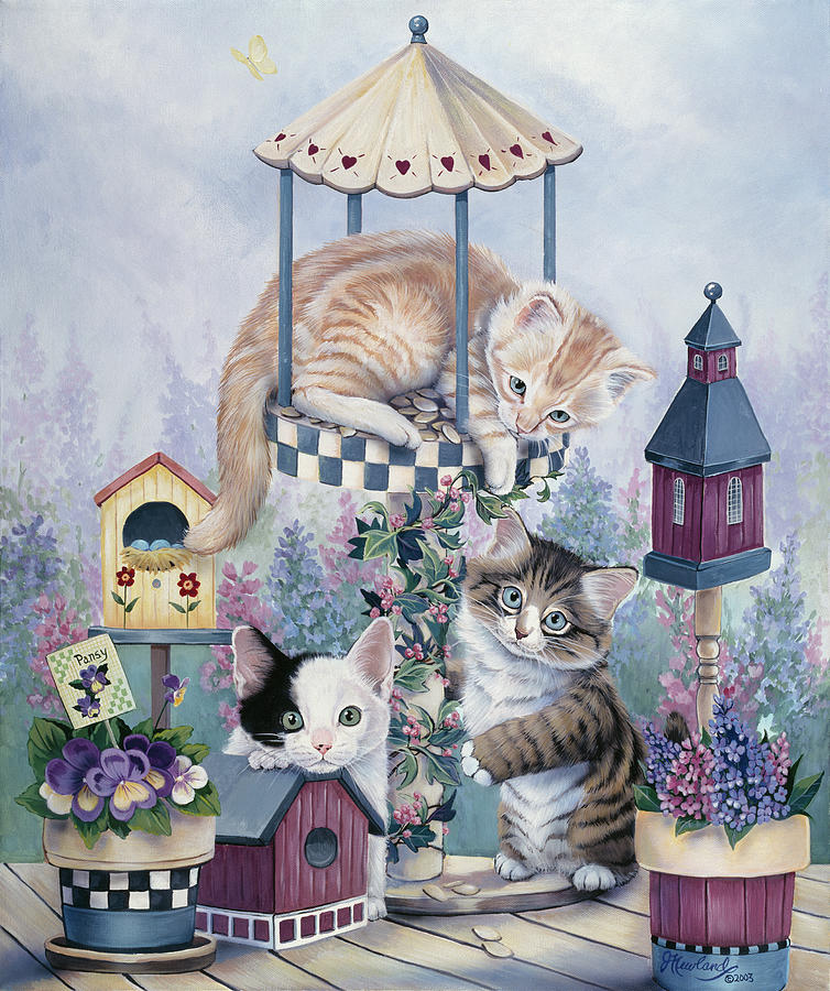 Animal Painting - Cat Carousel by Jenny Newland