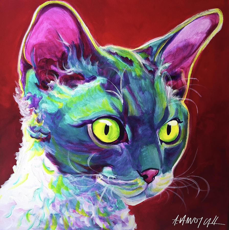 Cat Painting - Cat - Devon Rex by Dawgart