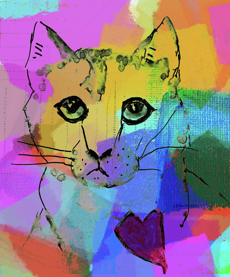 Grumpy Cat Face Digital Art by Susan Stone