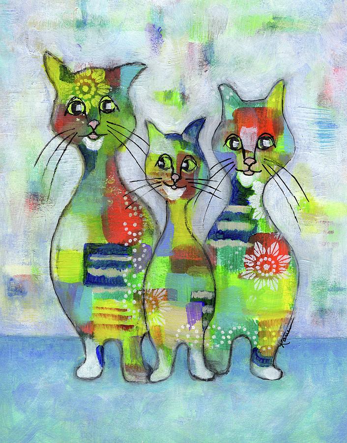Cat Family Portrait 3 Painting by Karren Case