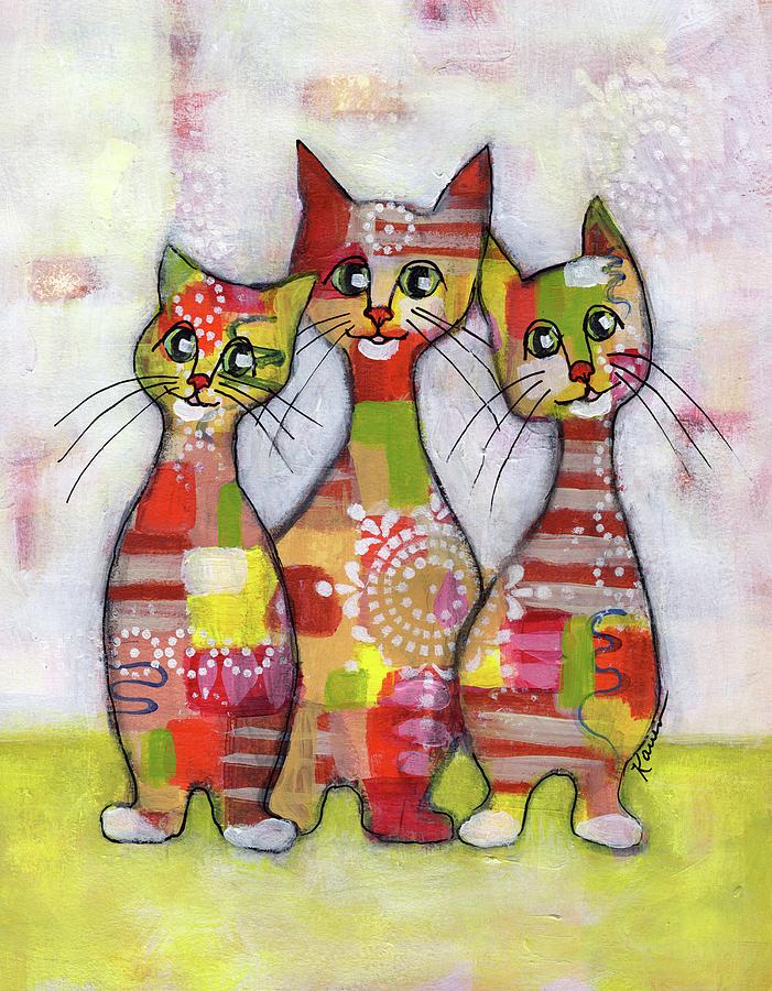 Cat Family Portrait 5 Painting by Karren Case