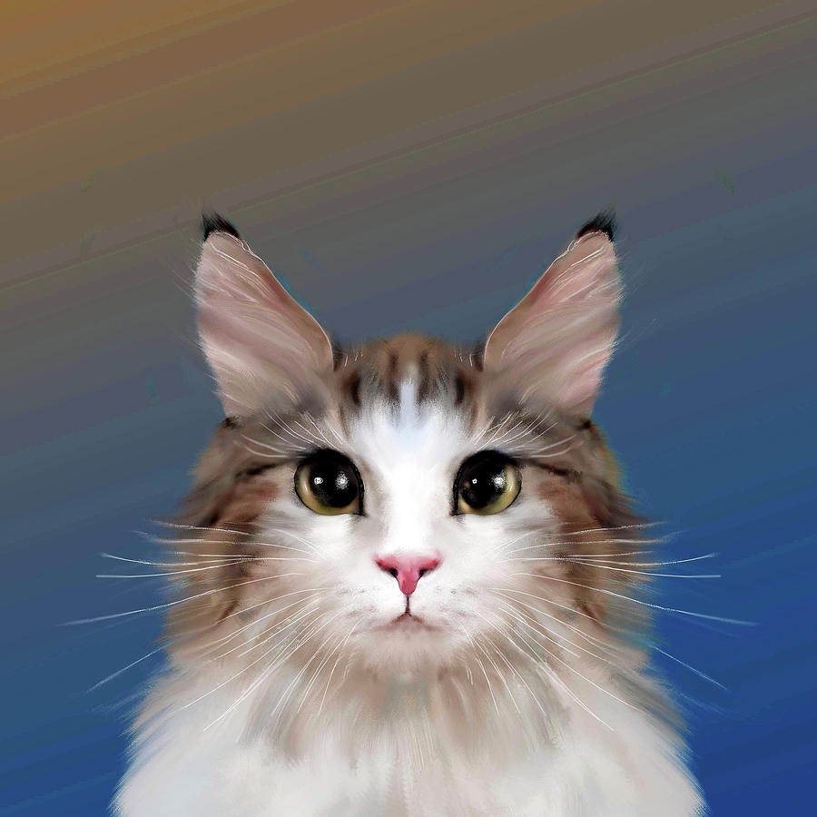 Cat Fluffy Digital Art by Natalia Rudzina - Fine Art America