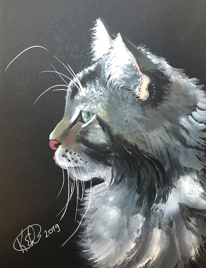 Cat Painting - Cat In Profile by Katrina Ebersole Cat Painting - Cat In Profile by Katrina Ebersole