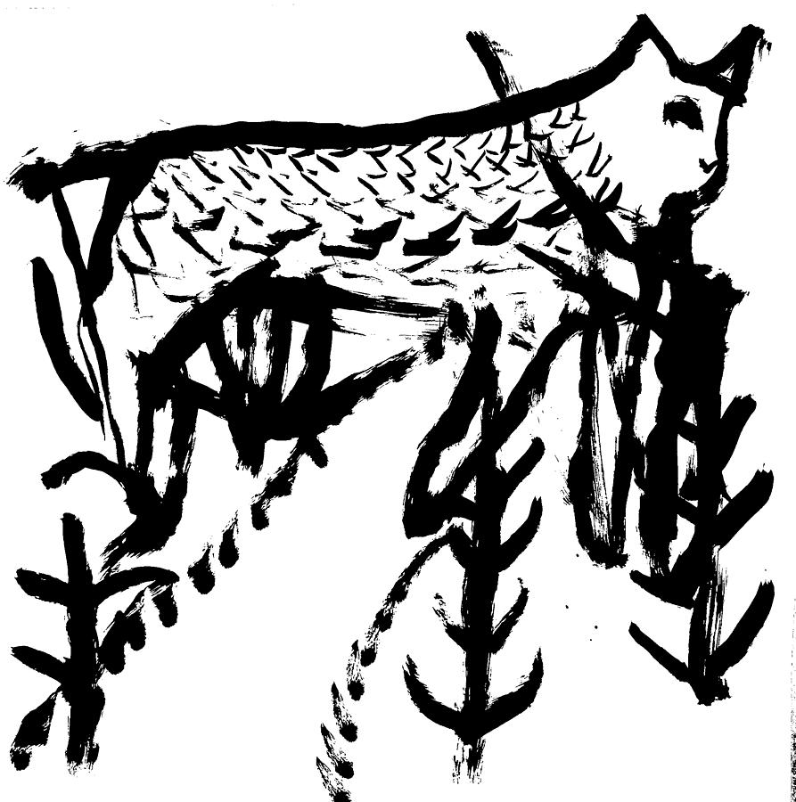 Cat in the woods Drawing by Edgeworth Johnstone