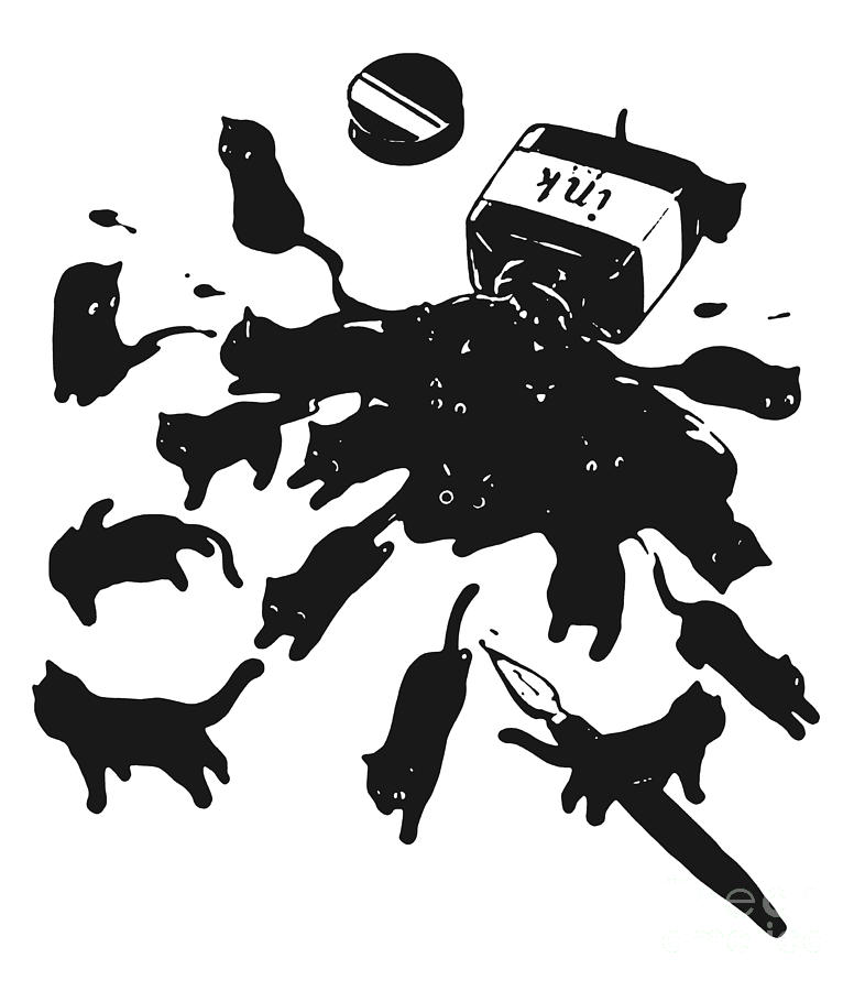 Cat ink Digital Art by Pauline Veilleux - Pixels