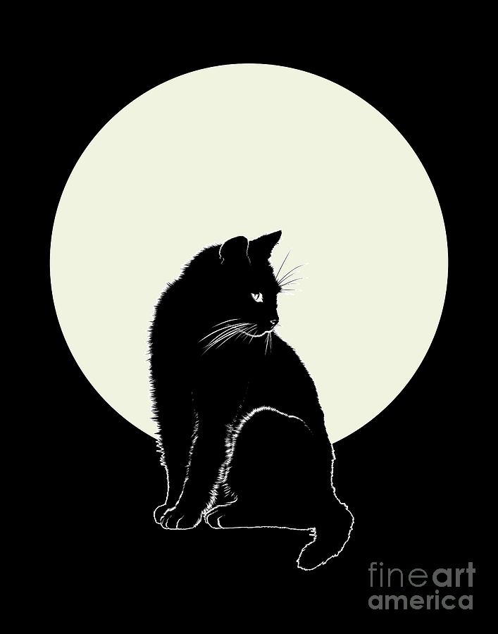 Cat Moon Drawing by Samandale