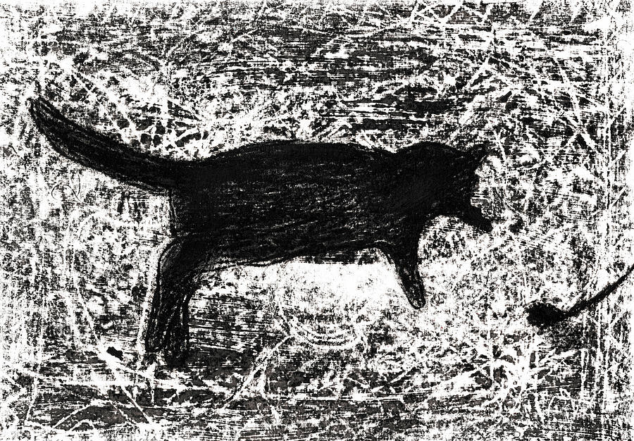 Cat playing Drawing by Edgeworth Johnstone