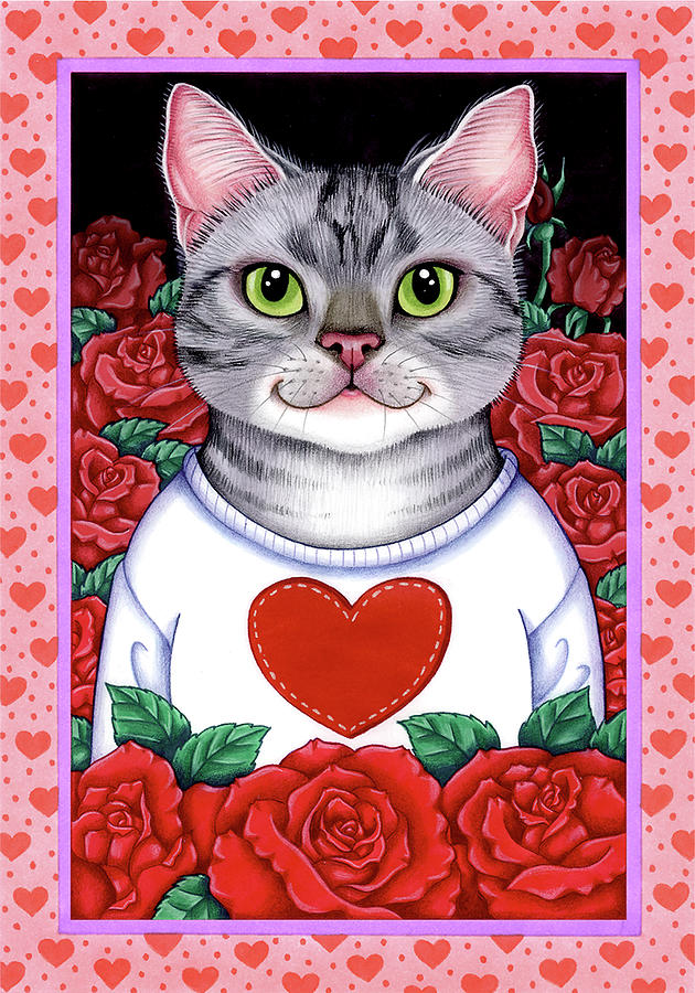 Holiday Mixed Media - Cat Roses by Tomoyo Pitcher