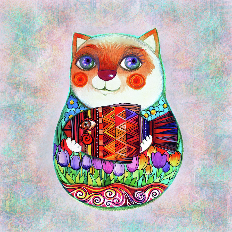 Cat Painting - Cat Russian by Oxana Zaika
