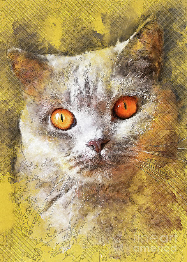 Cat Smokey Digital Art by Justyna Jaszke JBJart - Fine Art America