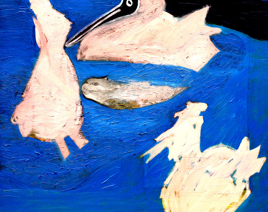 Cat swimming with birds in a lake Digital Art by Edgeworth Johnstone