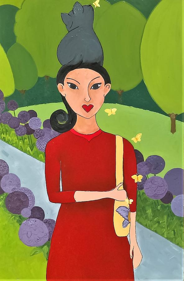Acrylic Painting - Cat tail pony tail by Caroline Sainis Acrylic Painting - Cat tail pony tail by Caroline Sainis
