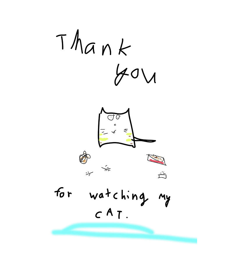Cat Thank You Drawing by Ashley Rice