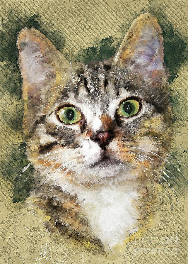Cat Tiger  Digital Art by Justyna Jaszke JBJart